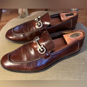 Salvatore Ferragamo Gustav Gancini Horsebit Calfskin Loafers 10.5 3E Brown